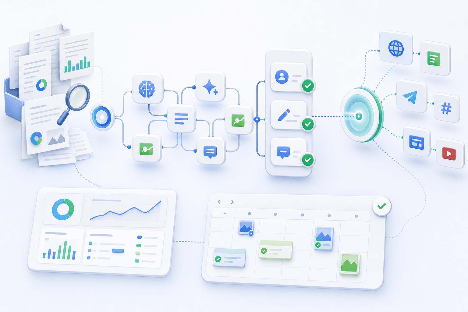 Agentic content pipeline workflow illustration